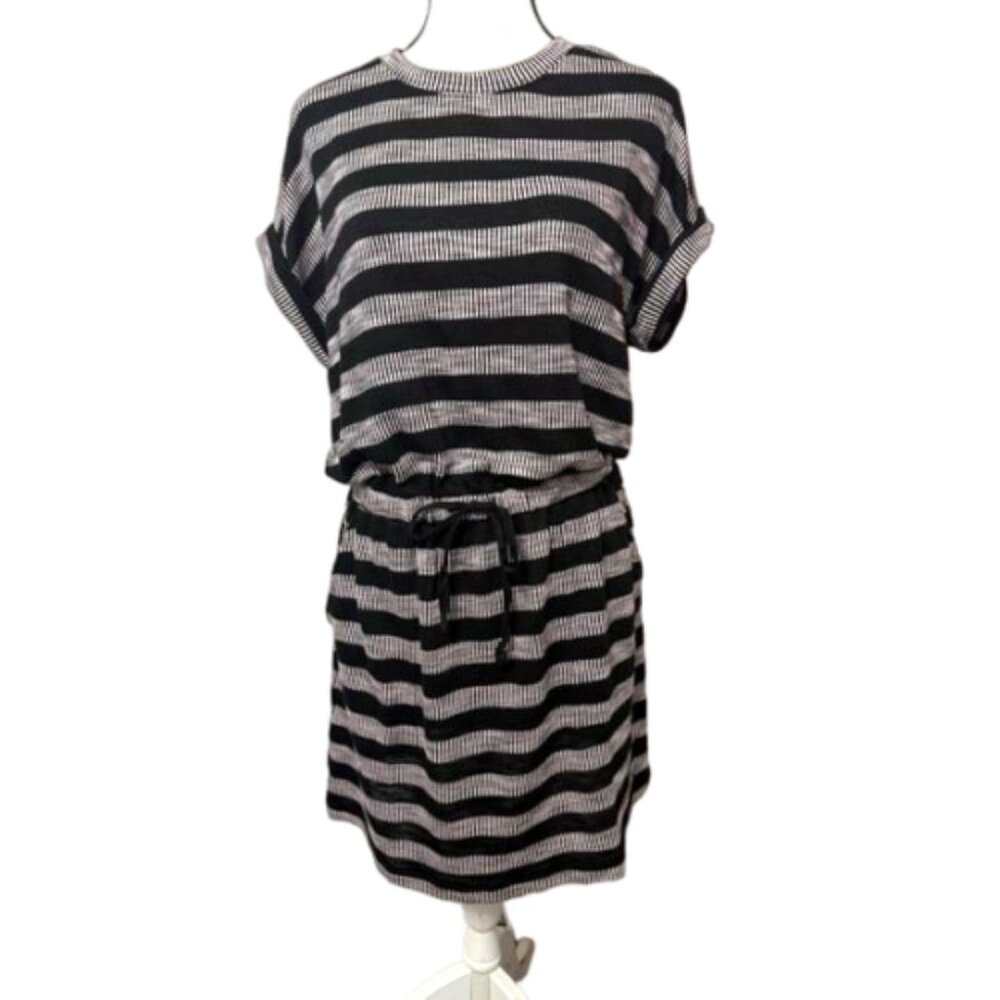 2/$30 Loft Outlet Black & Gray Stretchy Short Sleeve Above Knee Dress Sz.M #2305